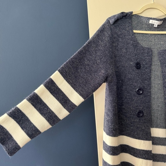 Keren Hart Blue/White Striped Button Cardigan Sweater Women’s Size XL - Picture 3 of 5